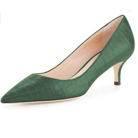 Shoes - YDN Low Kitten Heel Pumps Pointed Toe Dress Shoes for Office Lady Soft Suede